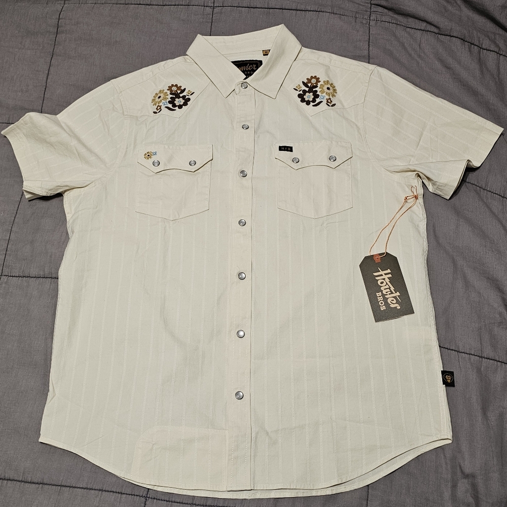 Howler Brothers Men's Crosscut Deluxe Short Sleeve Shirt - Medium - Flower Power